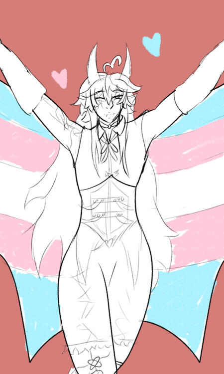 Trans pride sketch (@ghostlycypher)